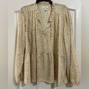 Leopard Print Blouse - Cream and Tan